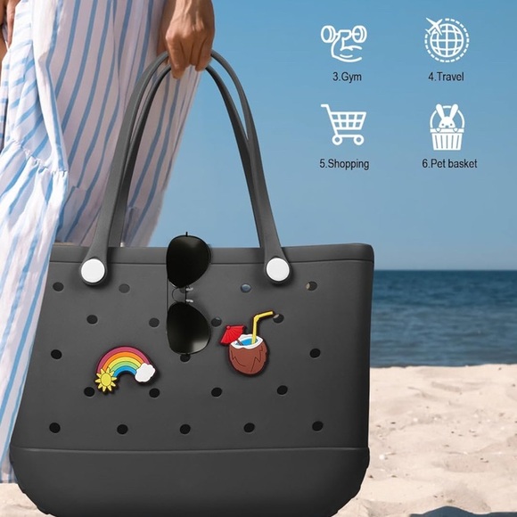 Handbags - Beach Bag Rubber ToteWaterproof Travel Bag  Washable Tote Bag Black X-Large NWOT